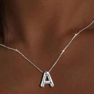 BRAND NEW, STILL IN THE PACKAGE Trendy Bubble Initial Charm and Necklace, “A”